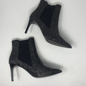 Zara Black Glitter Booties 39